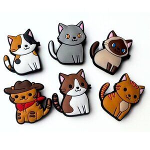 Cats Crocs Shoe Charms Set of 6 - jibbitz Charms - Cat lover crocs charms